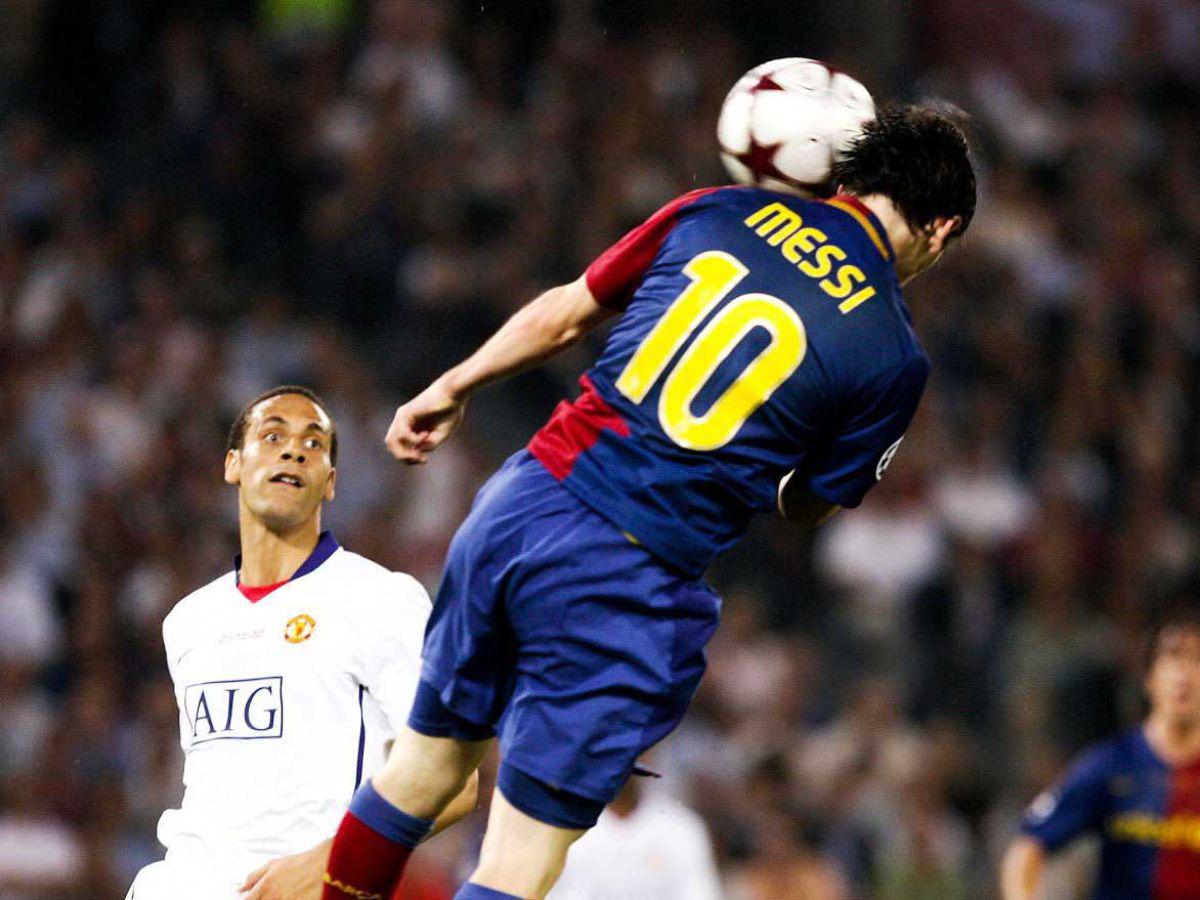 Con Ferdinand como espectador en primera fila, Messi marcó un golazo de cabeza que le dio al Barcelona su tercera Champions League.