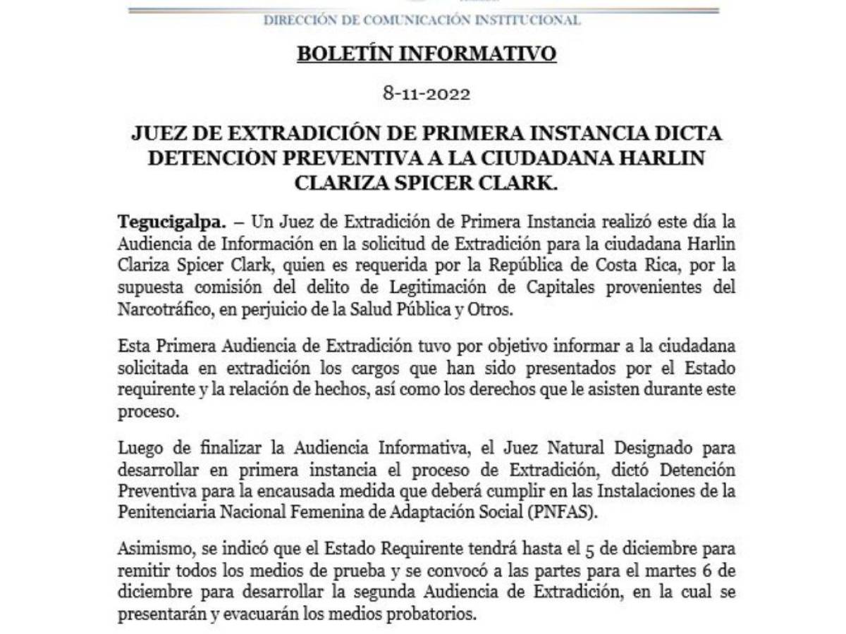 A Támara envían a hondureña pedida en extradición por Costa Rica