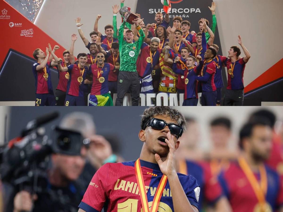 En fotos: Celebración del Barcelona tras coronarse campeón de la Supercopa ante Real Madrid