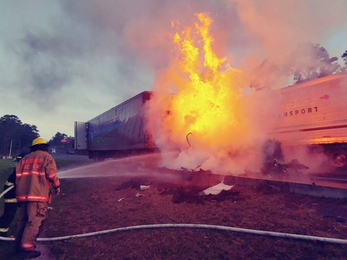 Cabina de rastra se incendia en la carretera CA-5