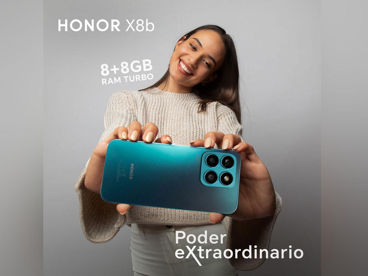 <i>El modelo HONOR X8b, disponible en color azul, completa sus características con una batería de 4500 mAh de carga rápida, lector de huellas lateral y corre Android 13. </i>