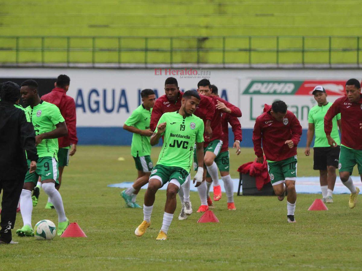 Así calienta Marathón previo al duelo ante Olancho FC.