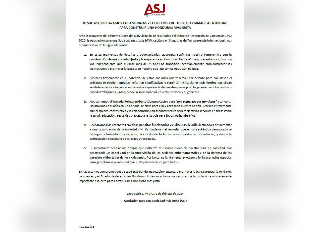 ASJ rechaza las amenazas y el discurso de odio por parte del gobierno