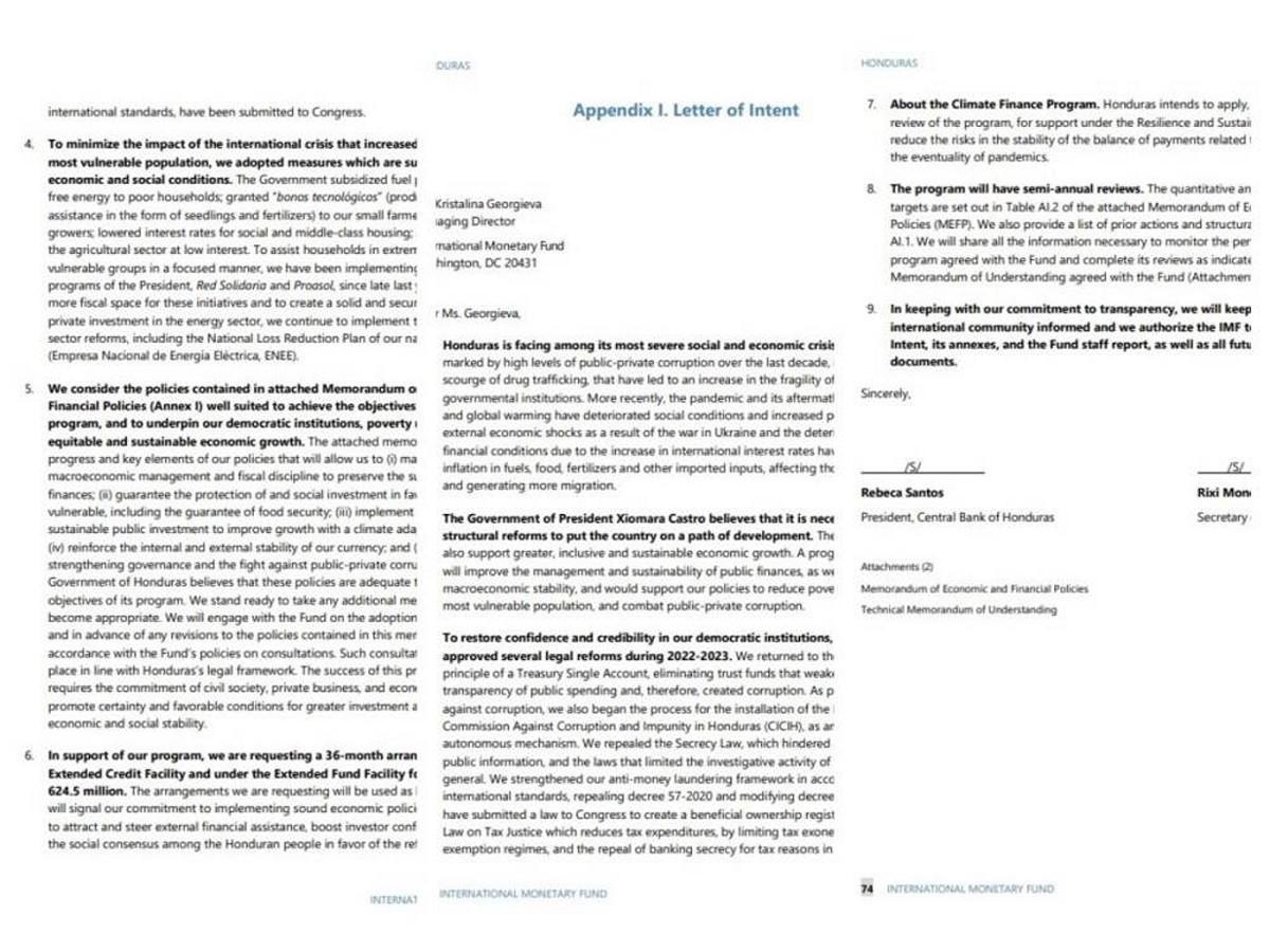 De tres páginas consta la carta de intención que recibió el FMI en inglés mediante la que se expuso la necesidad de la aprobación de reformas estructurales.