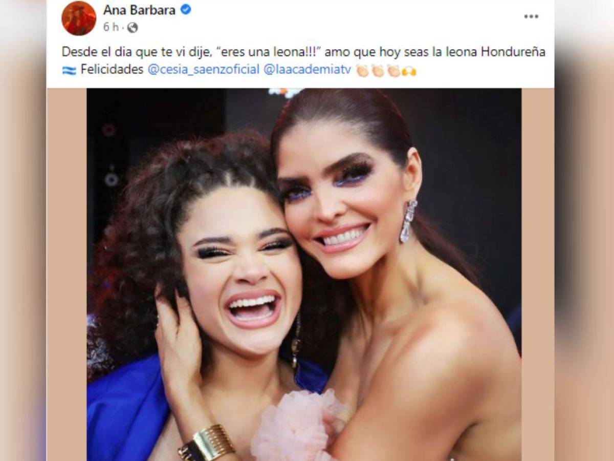 “La reina grupera” incluso hizo esta publicación en su Facebook, destacando el triunfo de la joven a la que ella misma apodó “La leona de Honduras”.