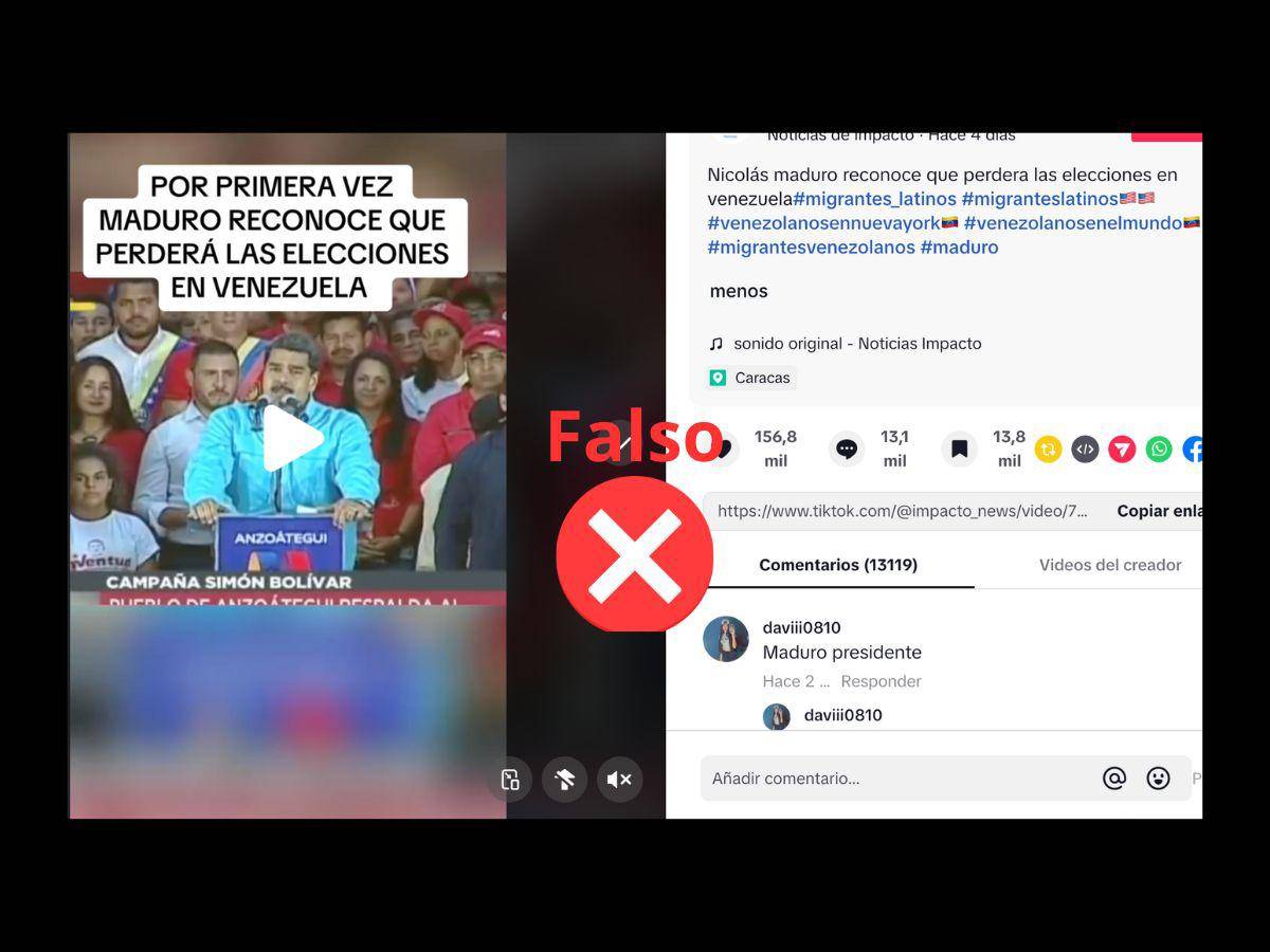 El video en el que Maduro acepta una “muy alta probabilidad de que la derecha gane las elecciones” es de 2018 y está editado