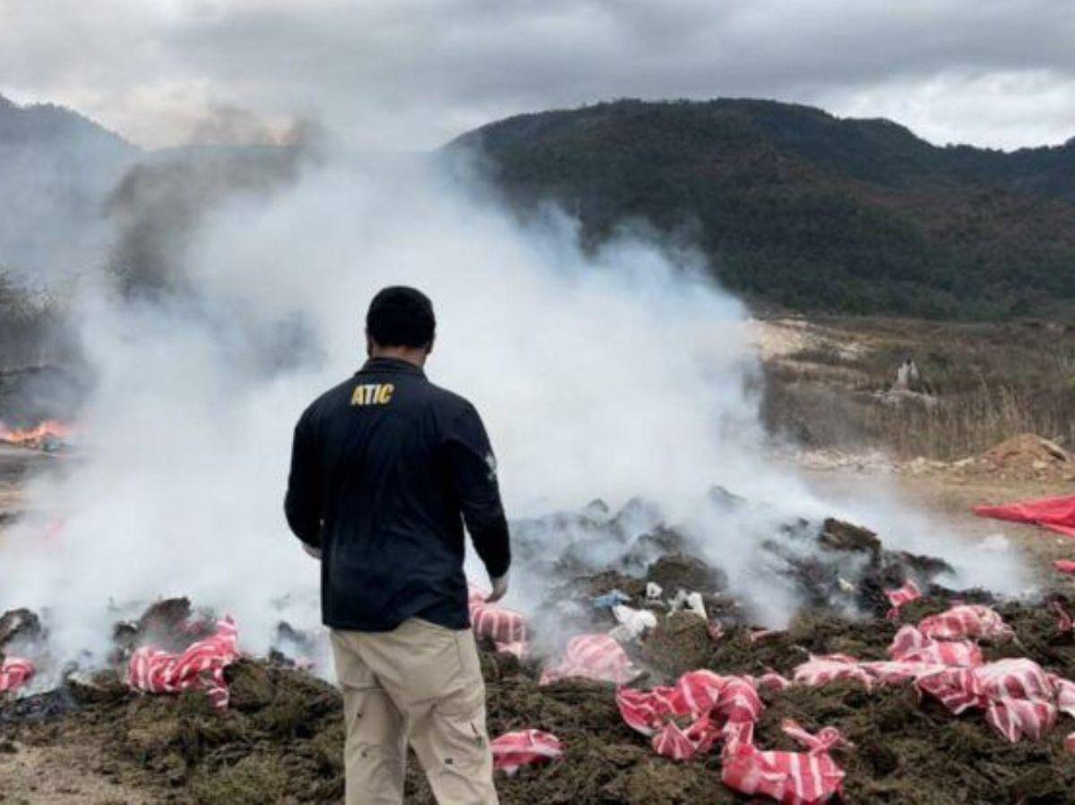 Más de media tonelada de cocaína incautada fue incinerada en la capital de Honduras