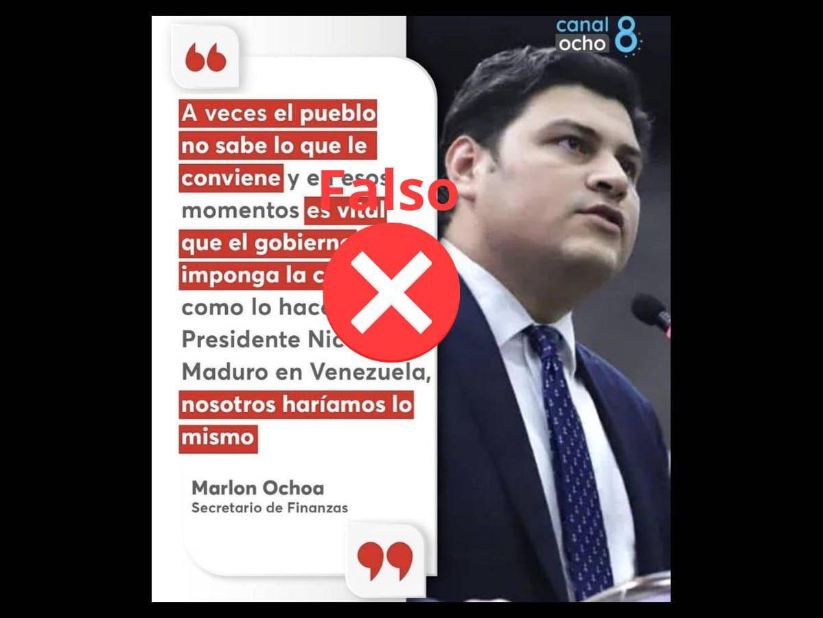 Marlon Ochoa no dijo que es necesario que en Honduras se “imponga la cordura” como se hace en Venezuela