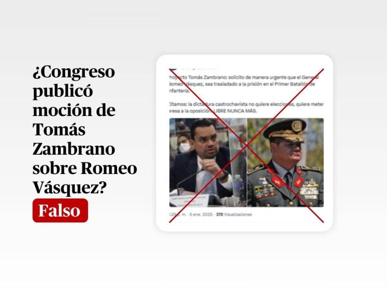 Congreso no publicó en X que Tomás Zambrano mocionó para que Romeo Vásquez fuera trasladado al Primer Batallón de Infantería