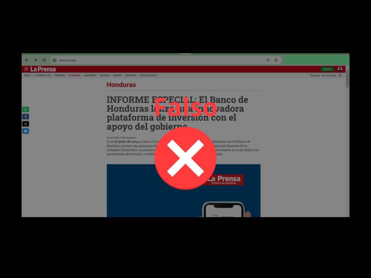 El Banco Central no está promocionando una plataforma de inversión, es un bulo que suplanta a LA PRENSA