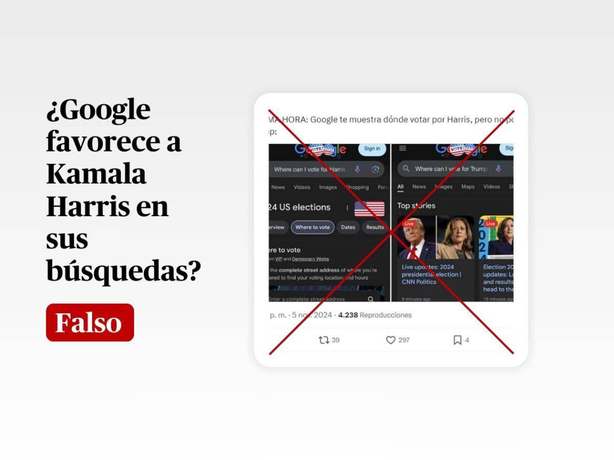 Este video muestra un error de Google, no una búsqueda sesgada en favor de Kamala Harris