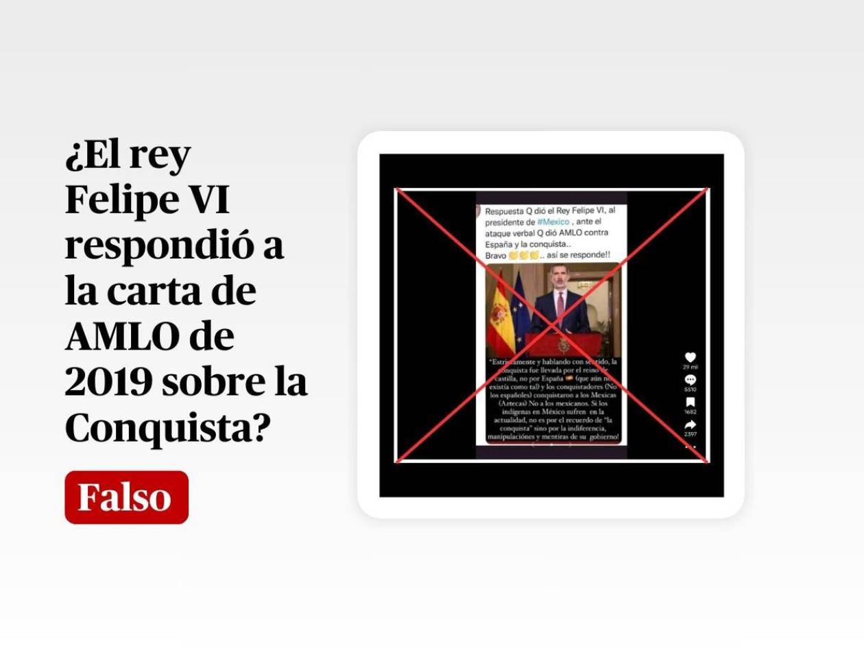 El rey Felipe VI no ha respondido a la carta de AMLO sobre la conquista de España