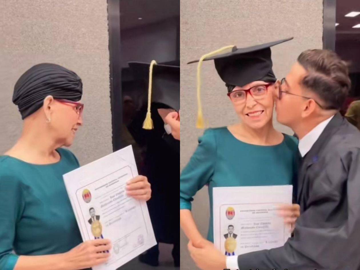 ¡Conmovedor! Hondureño le dedica su título universitario a su madre con cáncer