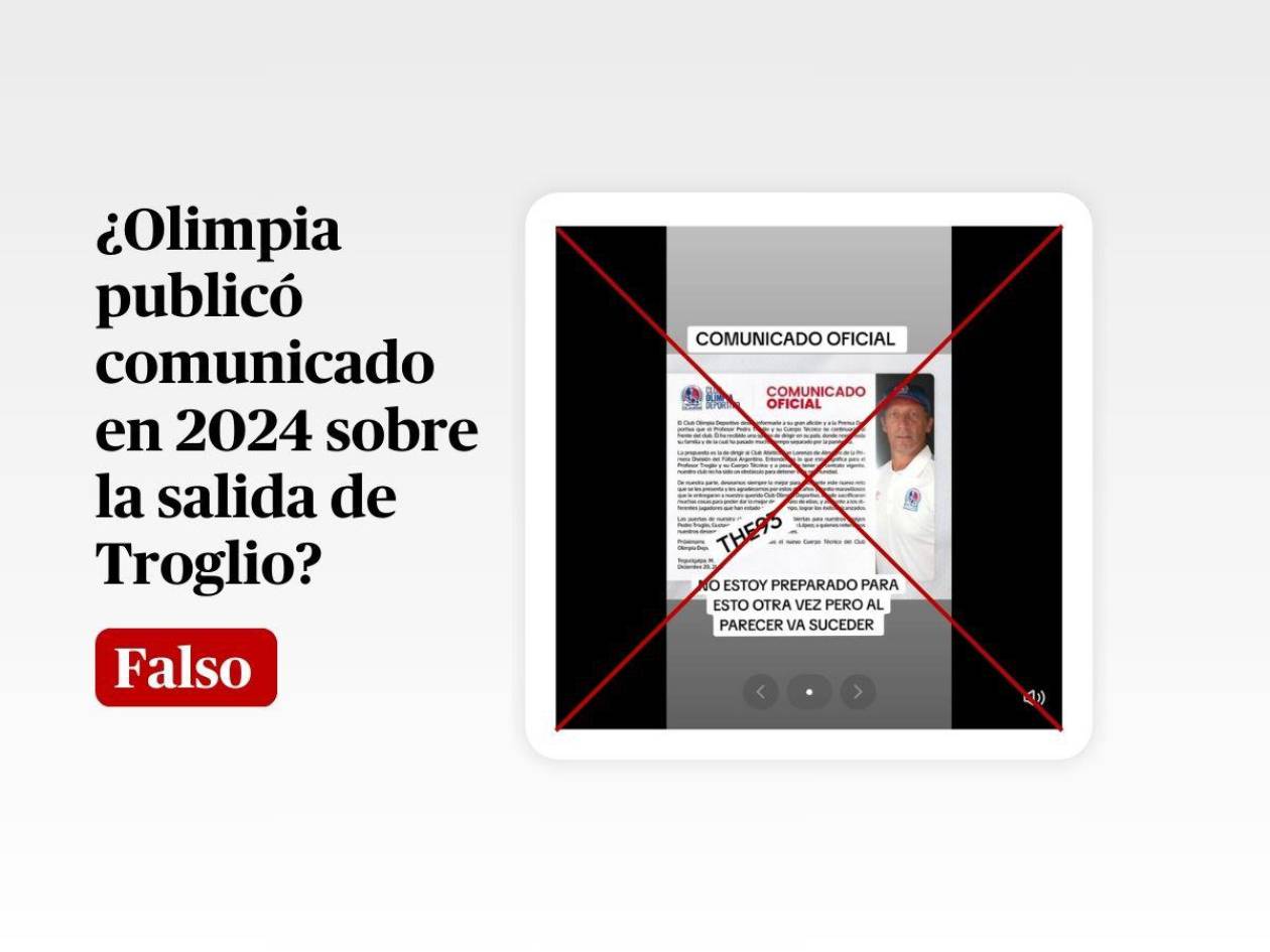 Comunicado de Olimpia de 2021 sobre salida de Troglio se difunde como actual