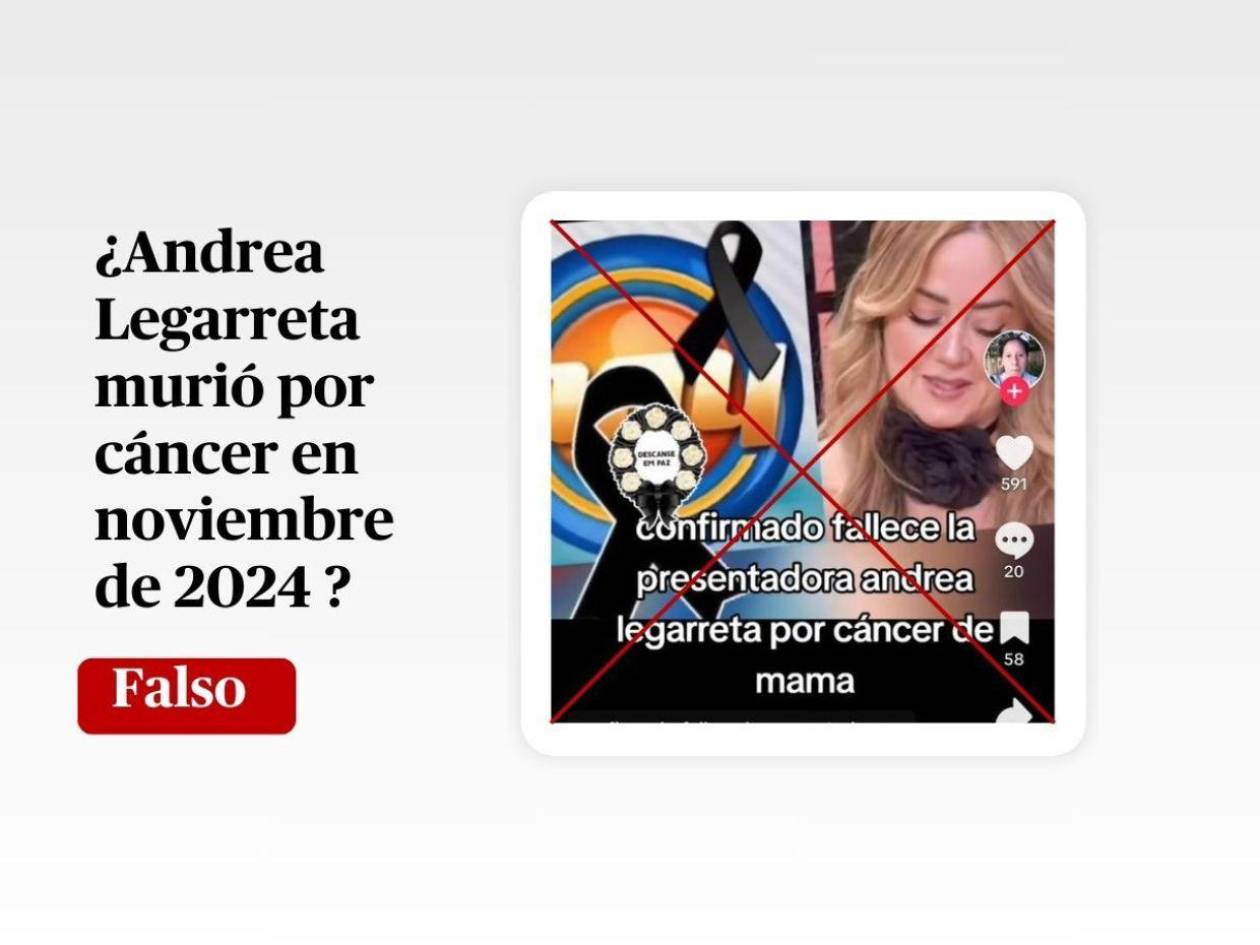 Andrea Legarreta no murió de cáncer en noviembre de 2024, es un bulo