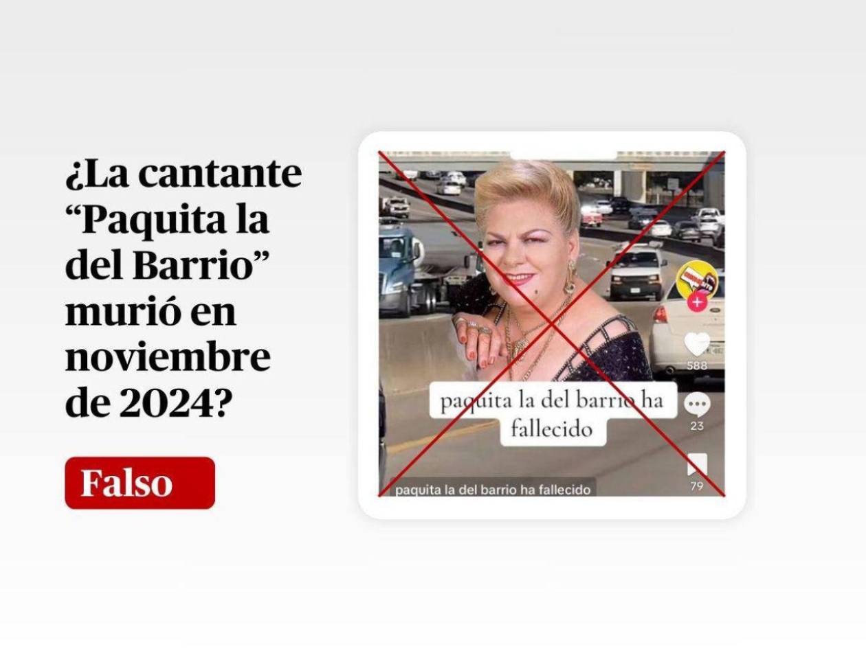 Es falso que “Paquita la del Barrio” murió en noviembre de 2024