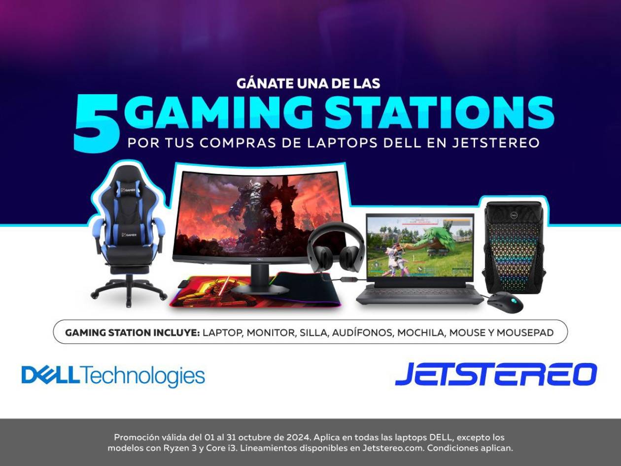 Sé uno de los cinco ganadores de una Gaming Station al comprar tu laptop Dell en Jetstereo