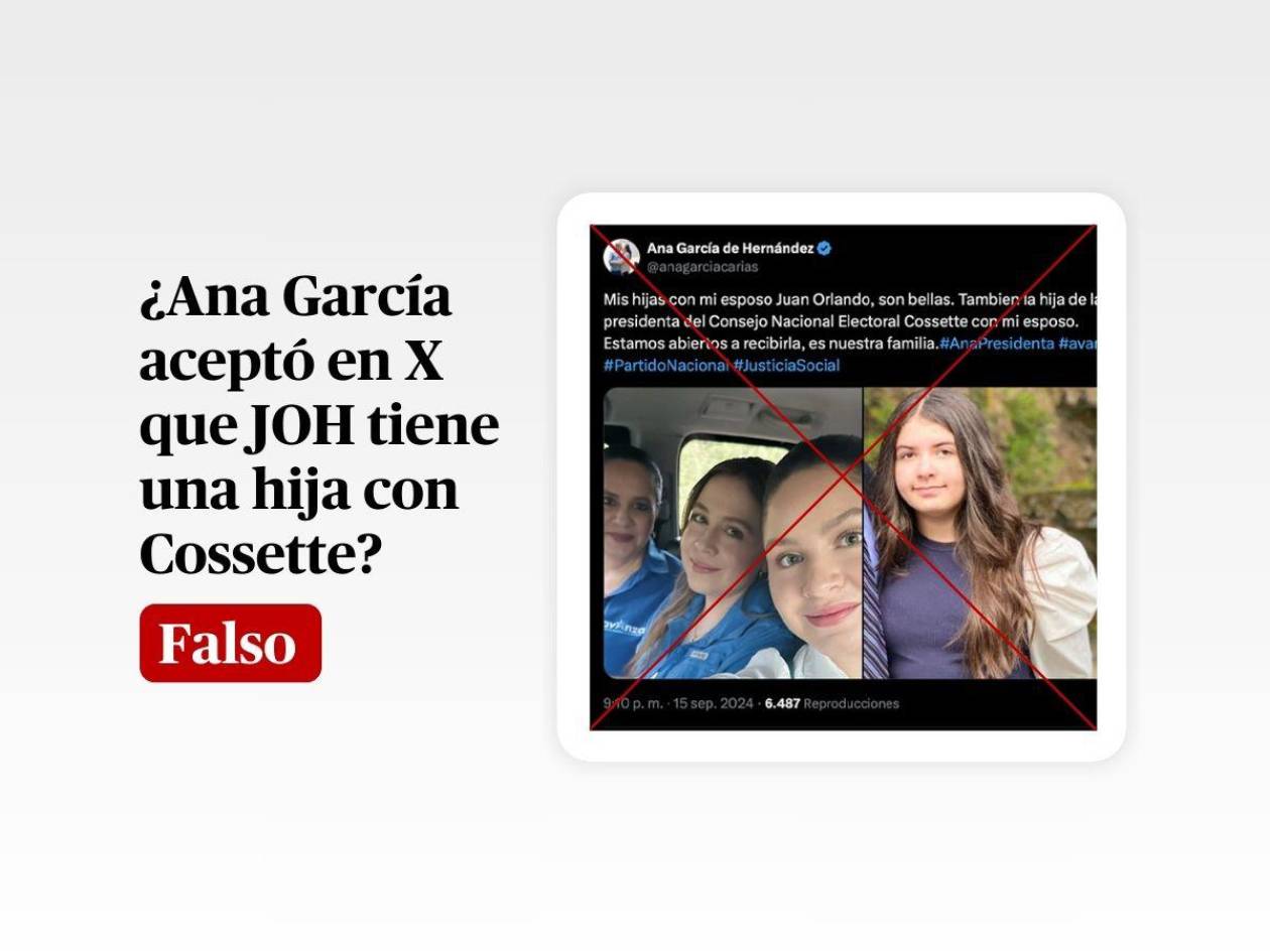 Falso que Ana García aceptó en X que JOH y Cosette López tienen una hija