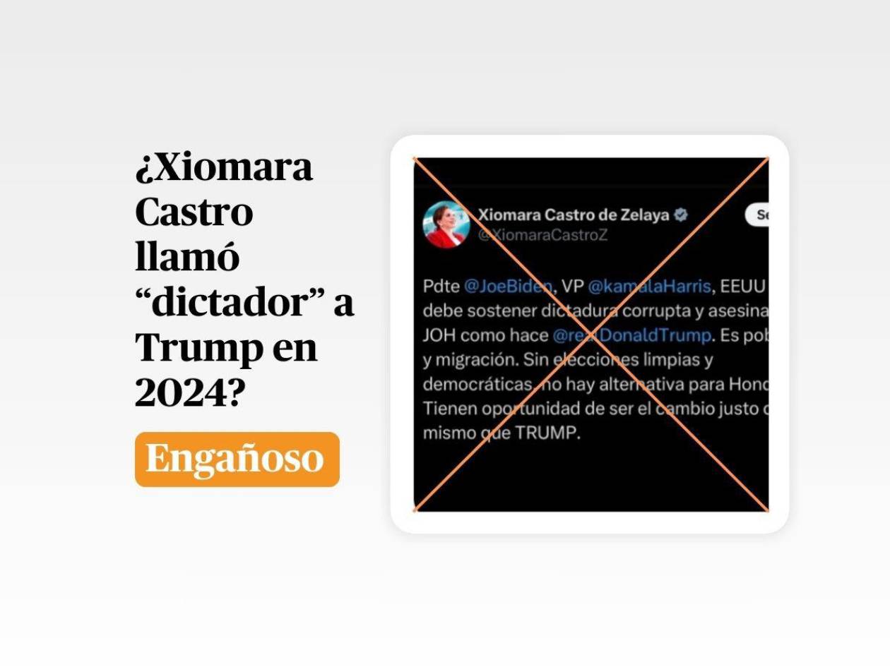 Xiomara Castro llamó en X “dictador” a Trump en 2020, no en 2024