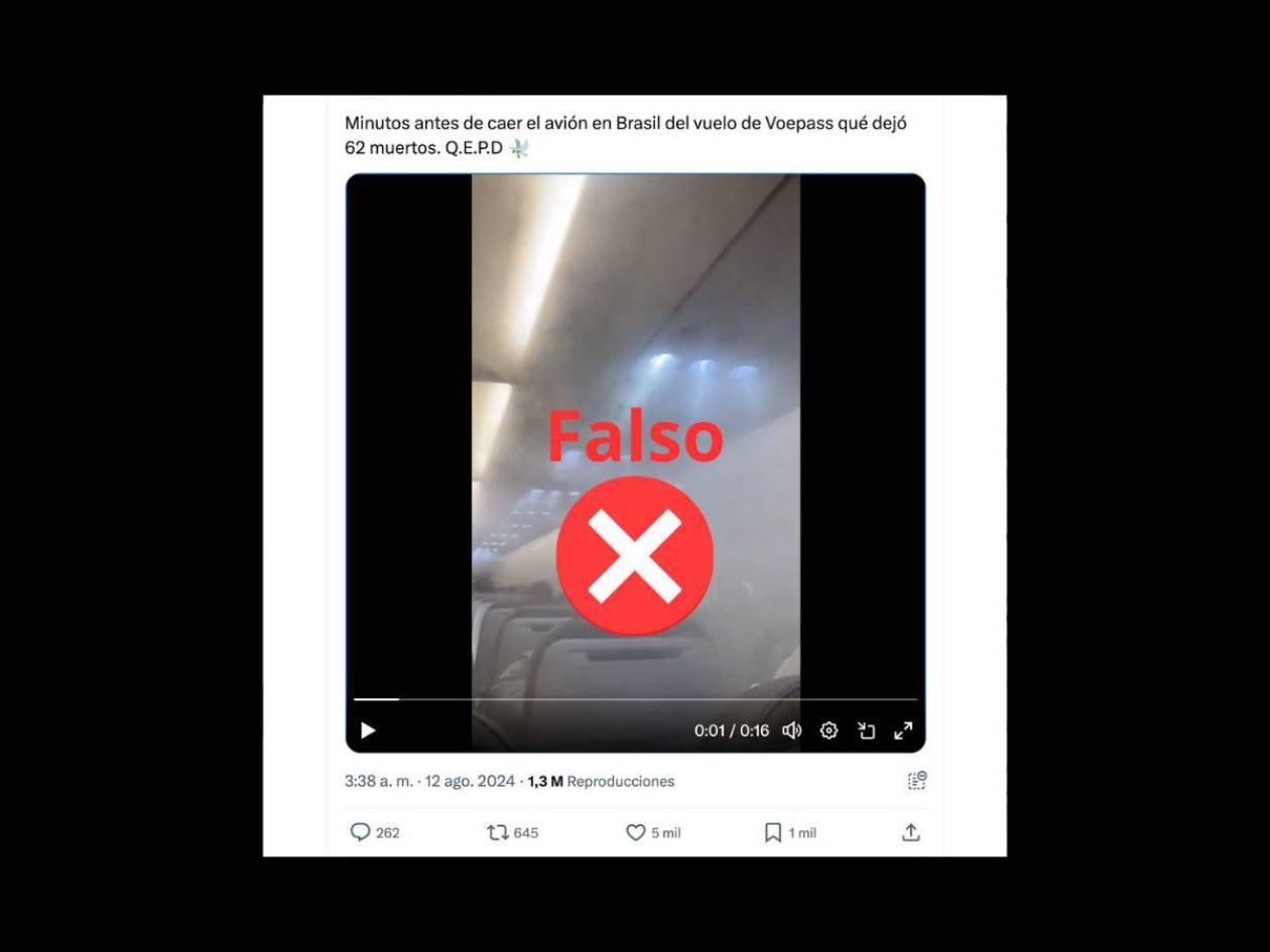Video que muestra humo dentro de un avión no tiene relación con el accidente aéreo de Brasil