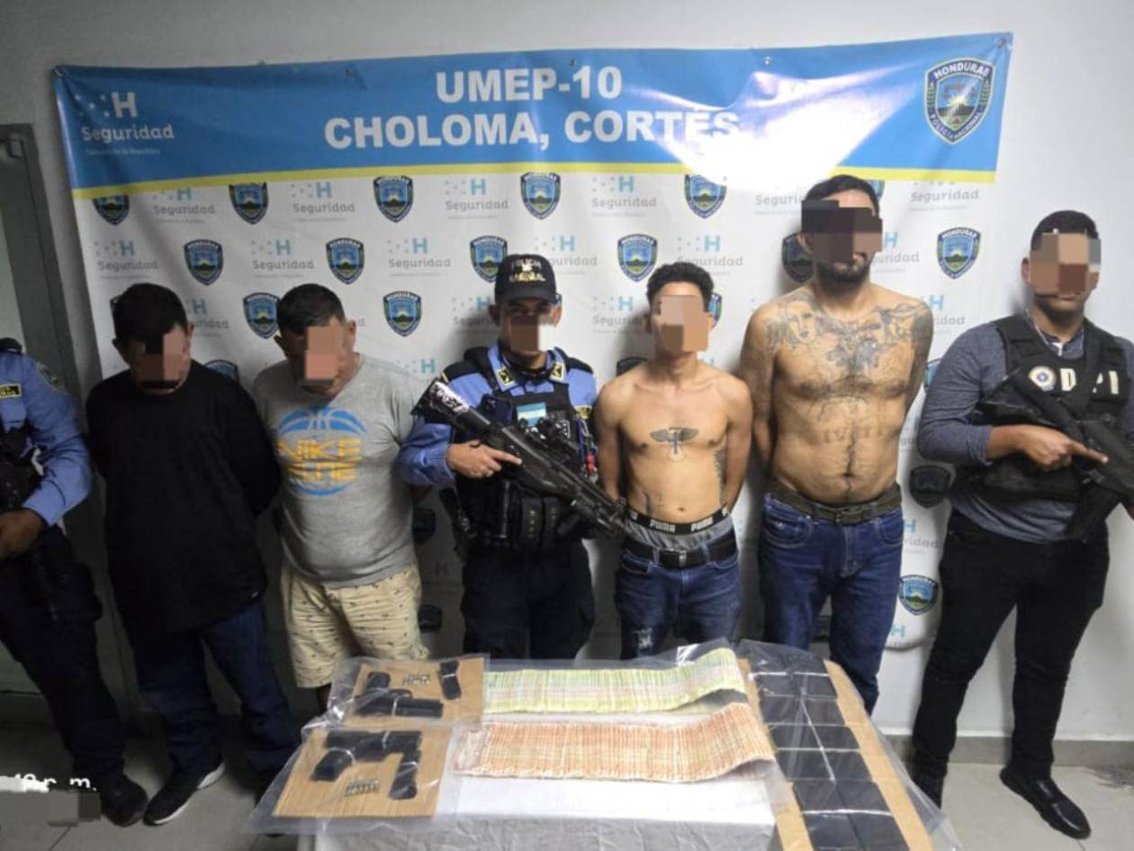 “Los Paisas” son detenidos con armas, dinero y teléfonos en Choloma