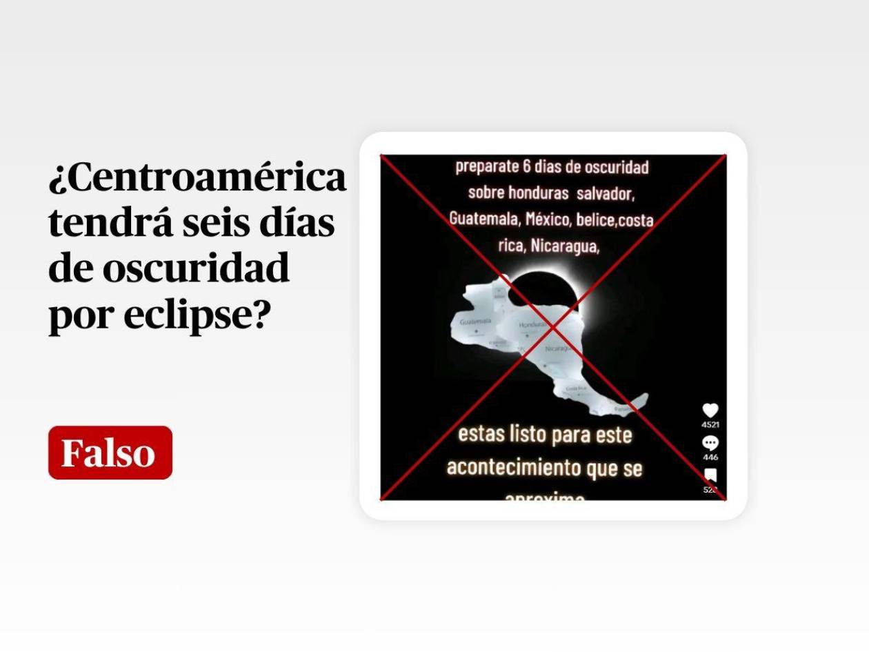 Es falso que Centroamérica pasará seis días de oscuridad por eclipse