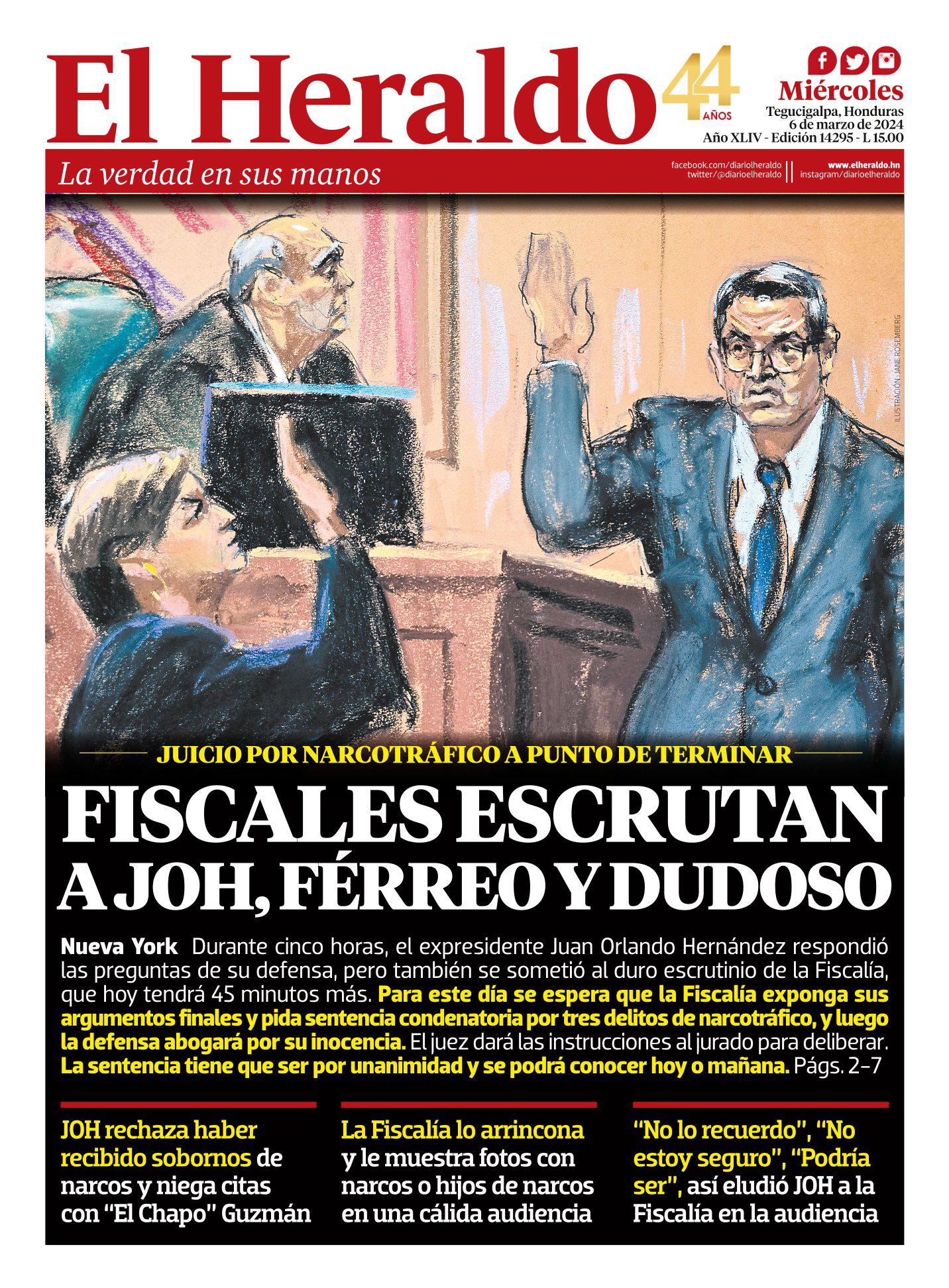 Fiscales escrutan a JOH, férreo y dudoso