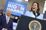 Kamala Harris podría animar a más demócratas. Un evento de campaña Biden-Harris en mayo. (Yuri Gripas para The New York Times)