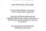 Licitación alquiler camionetas, patrullas, microbuses y vehículos para la Secretaría de Seguridad