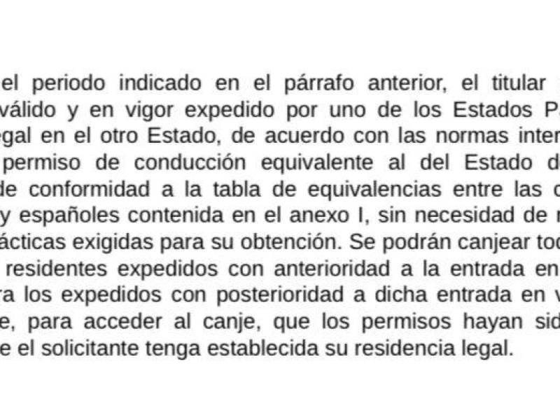 Artículo 3 del reconocimiento recíproco y el canje de los permisos de conducción nacionales.