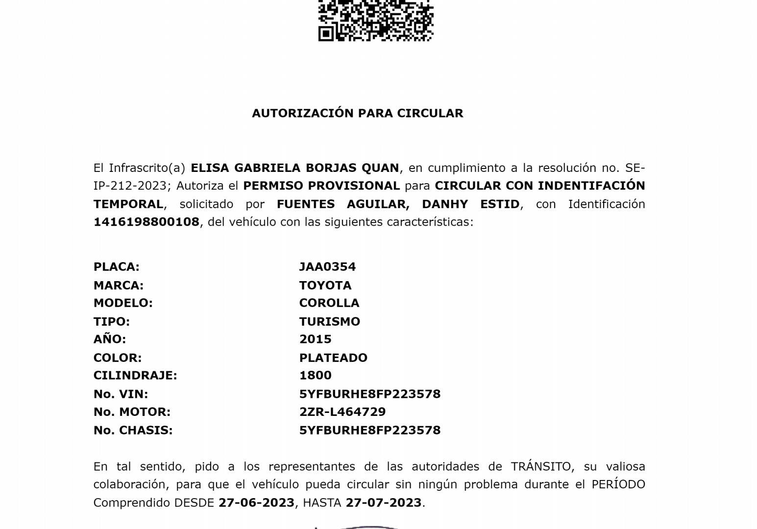 $!Ante la falta de placas se tomó la decisión de emitir un permiso provisional.