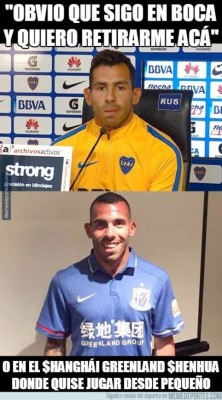 Crueles memes: Carlos Tevez se va a China y los aficionados de Boca no se lo perdonan