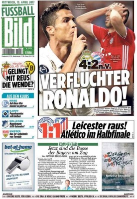 Prensa alemana maldice a Cristiano Ronaldo tras eliminación del Bayer Múnich en Champions League