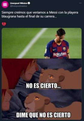 La salida de Messi del Barcelona provocó estos divertidos memes en las redes sociales