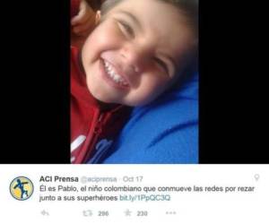 Se llama Pablo, tiene 2 años y medio, y está haciéndose famoso en las redes por esta foto.