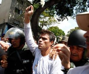 Leopoldo López, el pasado 18 de febrero de 2014, cuando se entregó voluntariamente.