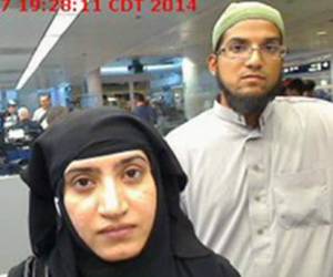 Syed Rizwan Farook y su esposa, Tashfeen Malik en el aeropuerto estadounidense.