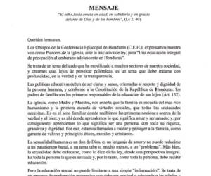 Mensaje de la Conferencia Episcopal de Honduras el 6 de julio de 2023