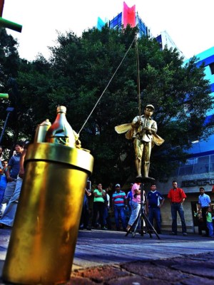 Estatuas humanas en la capital de Honduras