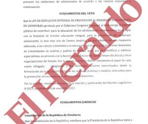 Veto presidencial, Ley de Educación Integral para la Prevención de Embarazos en Adolescentes