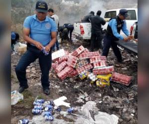 La cantidad de cerveza destruida asciende a los 130,000 lempiras. Foto: Cortesía