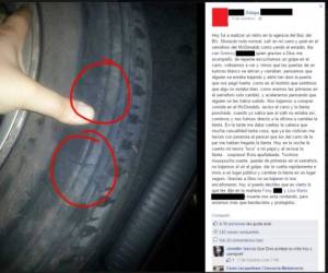 Zelaya colocó este post con una fotografía de la llanta de su automóvil y un descripción de lo que ocurrió el 5 de octubre de este año.