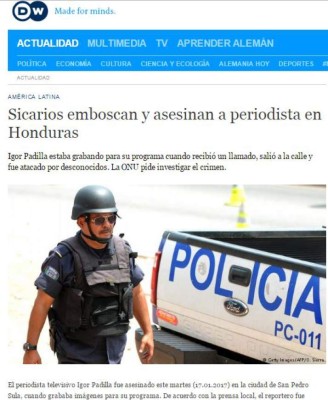 Medios internacionales destacan crimen contra el periodista hondureño Igor Padilla de HCH