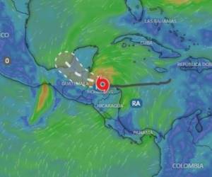 Esta imagen muestra la trayectoria de la tormenta tropical Sara en su paso por Honduras. Se dirige a Belice.