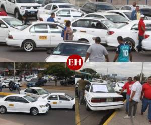 En diferentes puntos de la capital el paso vehicular está bloqueado por los taxistas que salieron este lunes a protestar contra la ola de violencia y la legalización de los denominados VIP. Fotos| Efraín Salgado| Alex Pérez| Elvis Mendoza