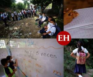 Mientras las autoridades de la Secretaría de Educación y los dirigentes magisteriales se enfrentan en amplios debates por el retorno a clases semipresenciales, miles de niños llegan con normalidad a sus centros educativos. En el interior del país se ha priorizado el pan del saber y se han creado esquemas para que los menores no pierdan clases ya que estas zonas carecen de internet y en algunos casos hasta de energía eléctrica. Fotos: Johny Magallanes/EL HERALDO.