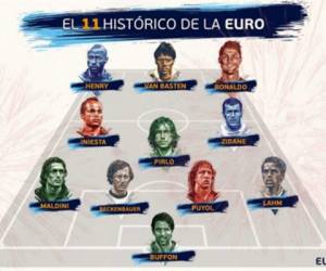 El once histórico de la UEFA para la Eurocopa.