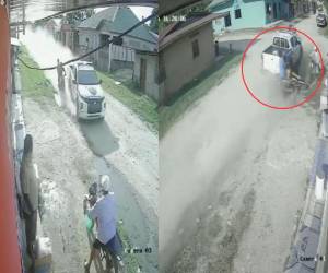 La grabación muestra a la patrulla policial llegando al sitio a toda velocidad.