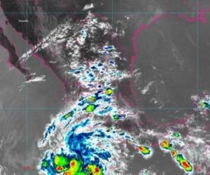 Imagen satelital de la tormenta tropical Andrés frente al litoral de Michoacán y Jalisco. Foto: Conagua Clima/SMN