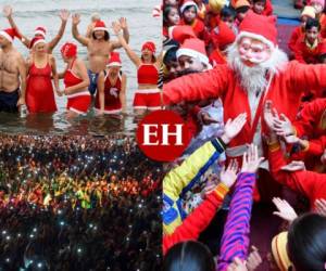 En varios países, al otro lado del mundo, ya se celebra la Navidad y muchos habitantes lo hicieron con la tradicional misa, unos en protestas y otros con la imagen de Santa Claus como actor principal. Fotos: AFP/AP